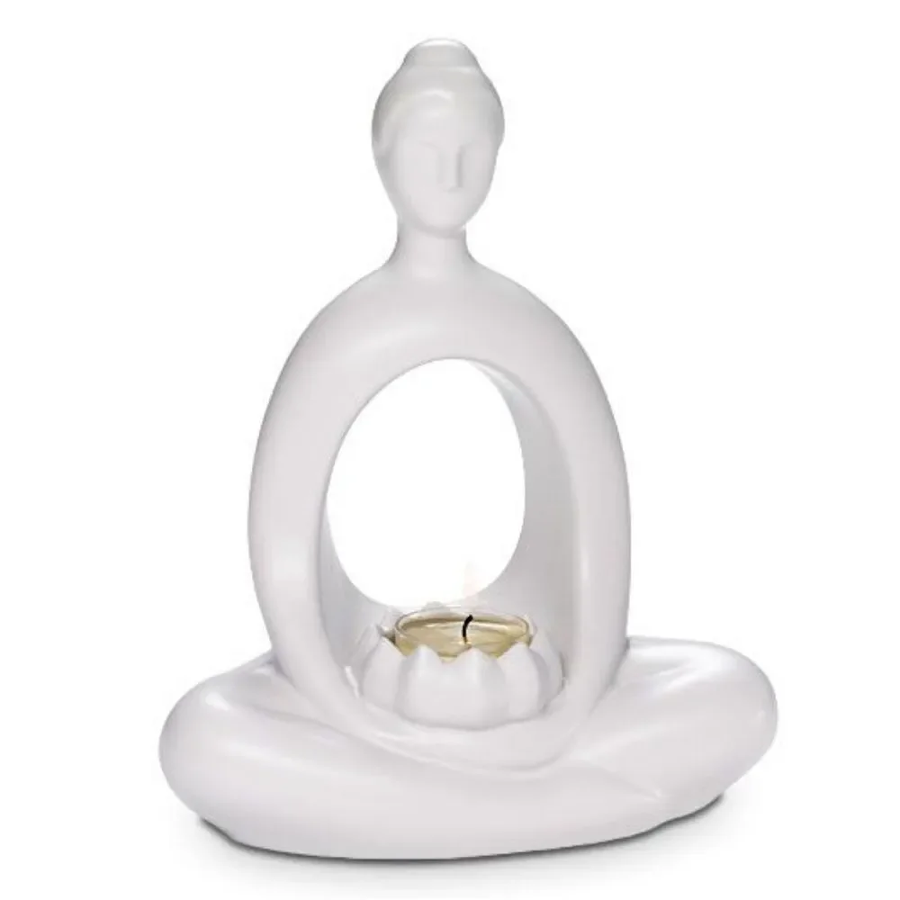 🩵NIB PartyLite White Zen Incense & Tealight Candle Holder